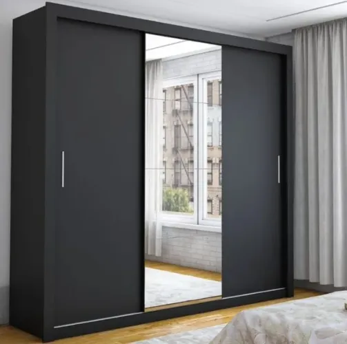 Guarda Roupa de Casal com Espelho 3 Portas 4 Gavetas