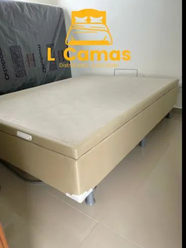 Base de Cama com Baú Casal Bege