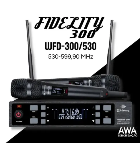 Microfone Bastão Duplo Sem Fio Waldman Fidelity 300 WFD-300