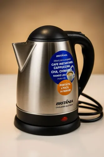 CHÁLEIRA INOX BRITÂNIA 1,7L - 220V - RÁPIDA E SEGURA!