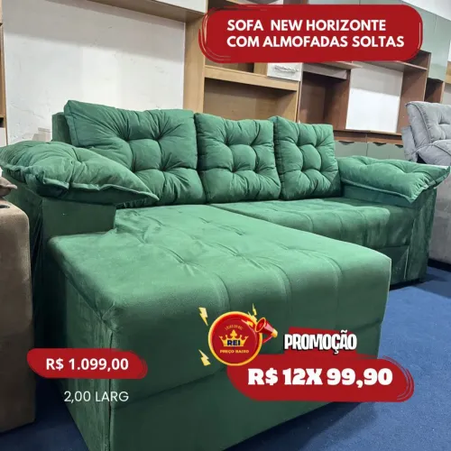 PROMOÇÃO URGENTE - Sofá Verde Novo Horizonte 3 LUGARES com CHAISE apenas 12x R$99,90