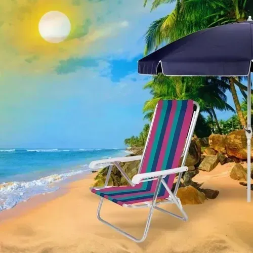 Cadeira de Praia 8 pós Reclinável em Alumínio MOR