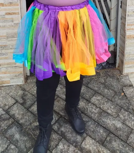 Saia tule colorida fantasia adulto ou infantil