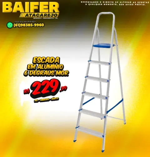 Escada em Alumínio 6 Degraus Mor