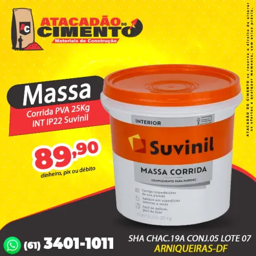 Massa Corrida PVA 25Kg INT IP22 SUVINIL