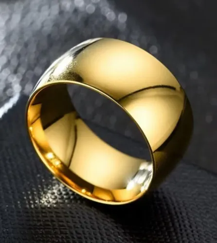 Anel de Aço Inoxidável Dourado - Tamanho 20