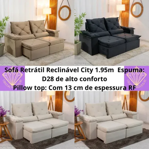Sofá Retrátil Reclinável City 1.95m RF