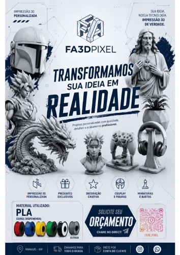 Impressão 3D Personalizada em Manaus - Action Figures, Cosplay, Decoração e Projetos