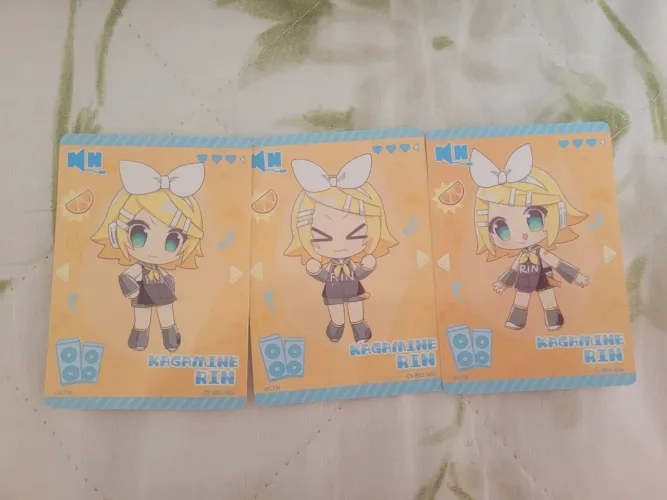Trio de cards originais kagamine rin vocaloid chibi