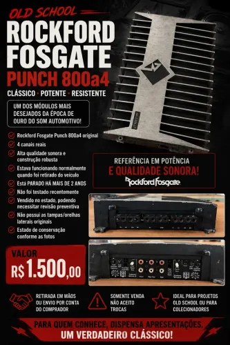 MODULO AMPLIFICADOR ROCKFORD FOSGATE PUNCH 800a4 - OLD SCHOOL