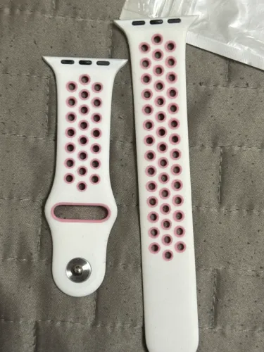 Pulseira Esportiva Ventilada Rosa/Branca Apple Watch 42/44 mm - Nova