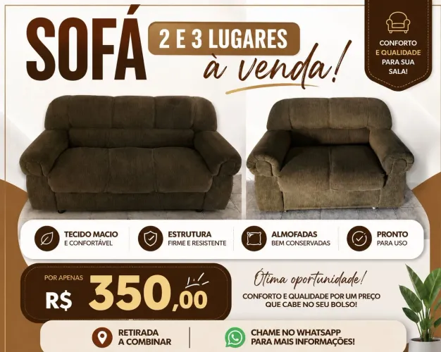 Vendo Sofá 2 e 3 Lugares
