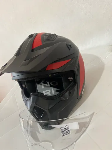 Capacete Aberto Norisk Darth 2 X1 Preto Vermelho 4 Em 1