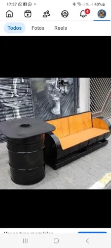 Sofa de tambor  decorativo  4 lugares  ja invernizado 
