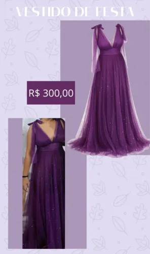 Vestido de festa roxo com brilho