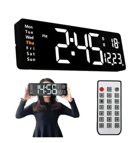 Relógio De Parede Led Digital Com Controle Remoto Calendario