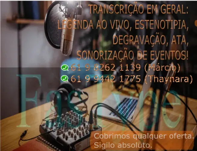 Serviços de Transcrição em geral, ata e eventos online e presencial. 