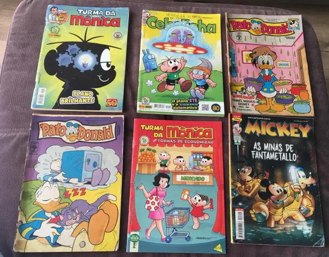 Lote de 6 GIBS anos 90 Variados - turma da mônica - Mickey Pato Donald