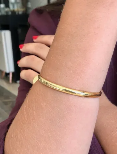 Bracelete liso semi joias aço