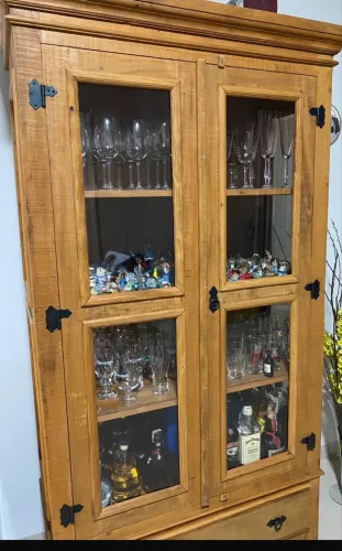 Cristaleira de Madeira Maciça Rustica 2 x 1