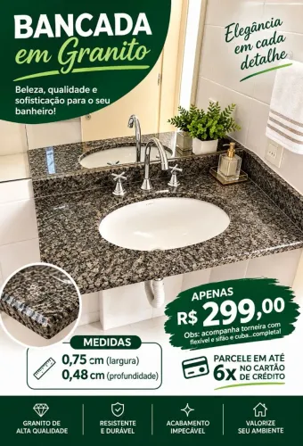 Bancada de pia em granito