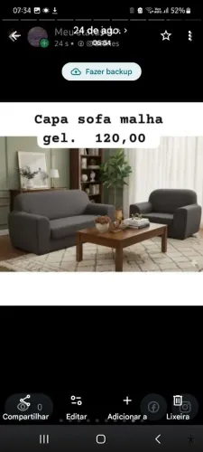 Capa sofa malha gel 3 e 2 lugares