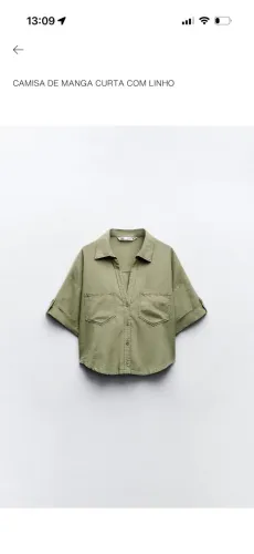 camisa verde - tamanho m - zara - manga curta