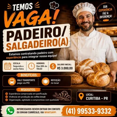 Vagas para restaurantes na região do Ahú e Bigorrilho