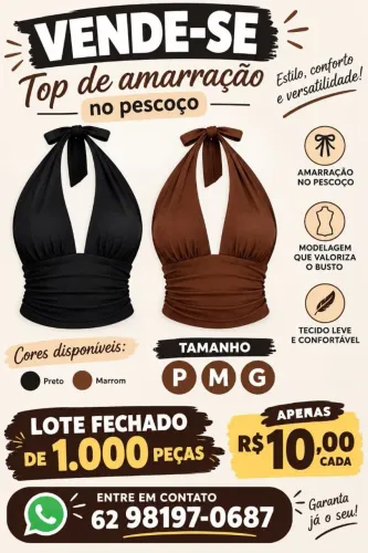 Top de amarração no pescoço
