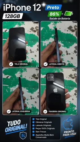 iPhone 12 Preto 128GB - Tudo Original ?