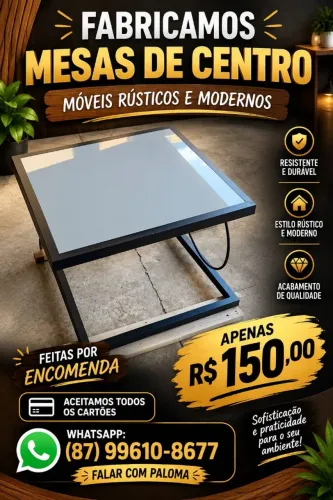 Fabricamos mesas de centro por encomenda no valor de 150 são móveis rústicos e modernos.