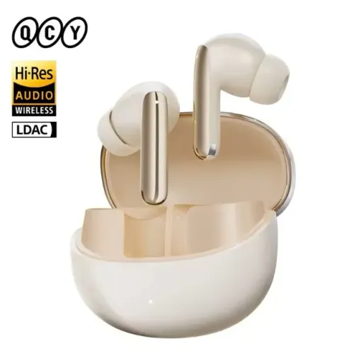Fone de ouvido QCY MeloBuds Pro Dourado, case com defeito