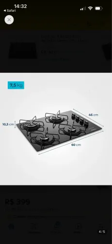 Vendo cooktop Mondial 4 bocas