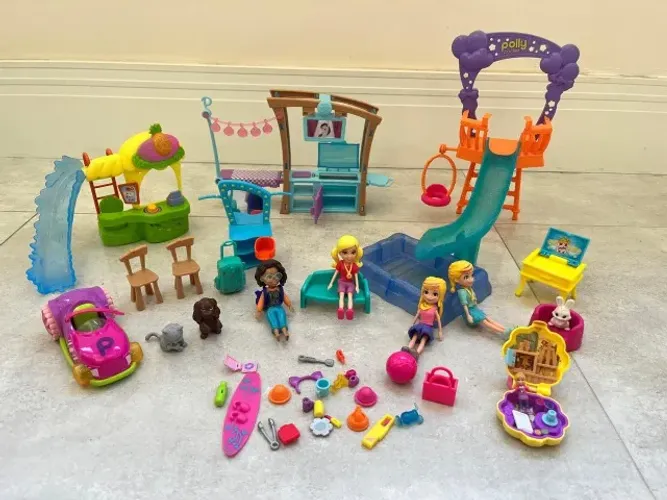 Lanchonetes, piscina, penteadeira e diversos acessórios Polly Pocket originais
