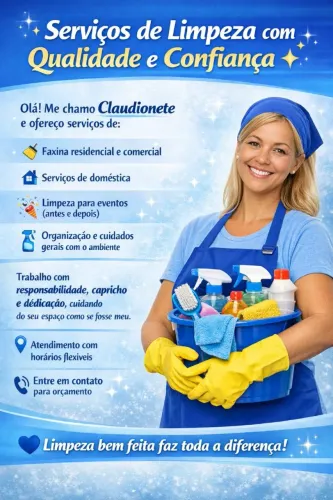 DIARISTA PARA LIMPEZA DOMÉSTICA E COMERCIAL !