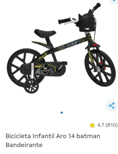 Bicicleta Infantil Aro 14 batman Bandeirante