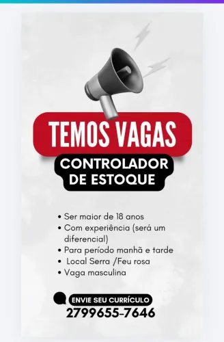 Vaga para Controlador de Estoque