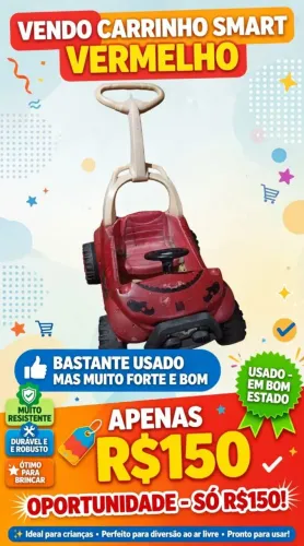 Carrinho vermelho de R$150 por R$100