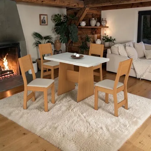 Conjunto Mesa Destak Móveis São Carlos 108cm com 04 Cadeiras - Entrega Imediata;
