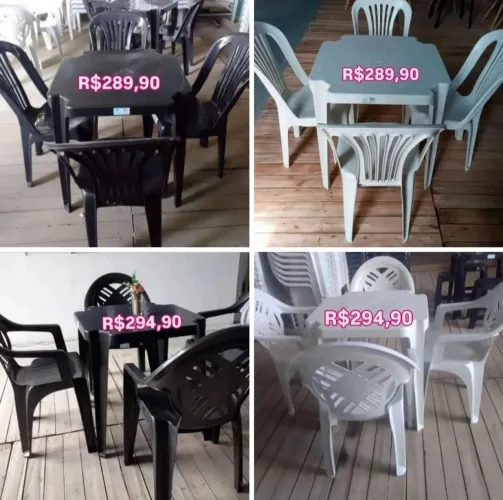 Jogos de mesas e cadeiras plásticas - Oferta!