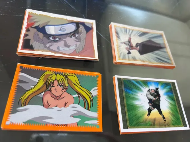 Lote com 50 cromos originais do álbum Naruto True Spirit of the Ninja - Panini 2002