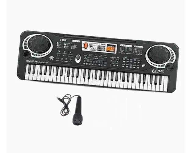 Teclado musical infantil com microfone 