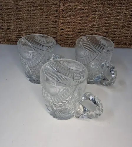 Trio de canequinhas de cristal lapidado década de 60