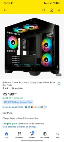 Gabinete Rise Mode galaxy glass m mini black