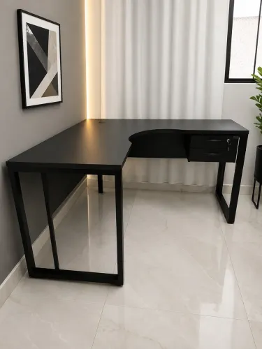Mesa em L com designer moderno industrial