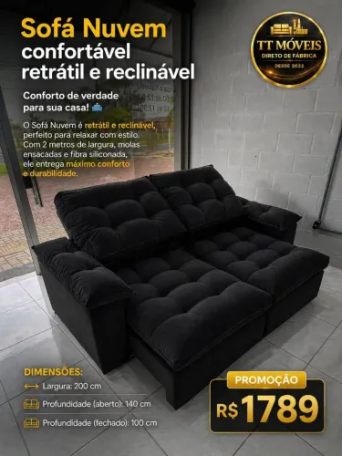 SOFÁ RETRÁTIL E RECLINÁVEL MOLAS ENSACADAS 