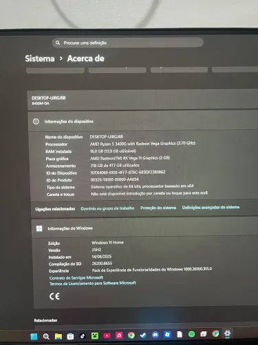 Pc gamer Ryzen 5 3400g 16 gb ddr4