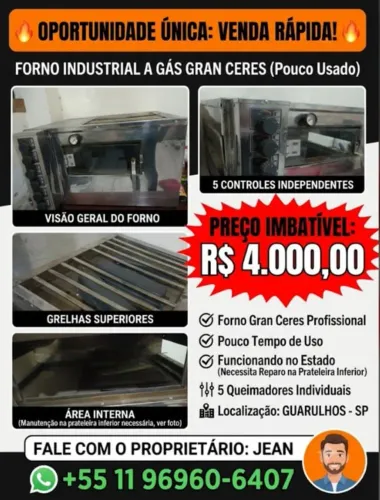 Vende Forno de Pizza de esteira