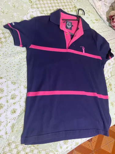 Camisa Polo Aleatory Masculina - Listrada Azul Marinho e Rosa original