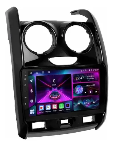 Central Multimídia Andróid 9 Pol. Carplay/ A. Auto s/ fio Duster/ Oroch 2015 a 2019